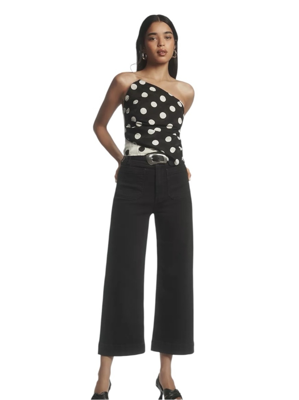 Maeve Anthropologie The Colette Wide-Leg Pants Black Denim Size 29